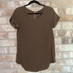 Olive Express rolled sleeve silky top